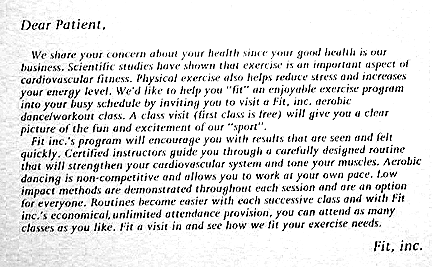 Promo letter for Fit Inc.